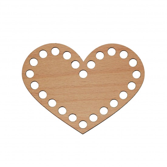 Baza din lemn pentru Crosetat - Inima - Fag - 15x11cm - 24o - 10mm