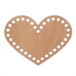 Baza din lemn pentru Crosetat - Inima - Fag - 20x15cm - 34o - 10mm