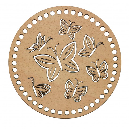 Baza din lemn pentru Crosetat Cerc Model Fluturasi - Fag - 15cm - 47o - 6mm