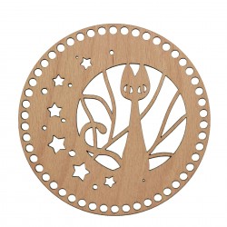 Baza din lemn pentru Crosetat Cerc Model Pisica - Fag - 15cm - 50o - 6mm