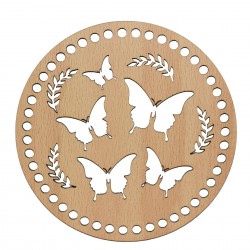 Baza din lemn pentru Crosetat Cerc Model Fluturi- Fag - 15cm - 47o - 6mm