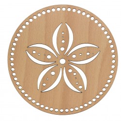 Baza din lemn pentru Crosetat Cerc Model Floare - Fag - 20x20cm - 64o - 6mm