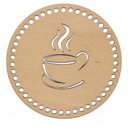 Baza din lemn pentru Crosetat Cerc Model Ceasca Cafea - Fag - 15cm - 47o - 6mm