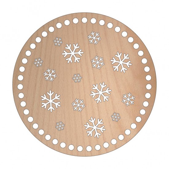 Baza din lemn pentru Crosetat Cerc Model Fulgi - Fag - 15cm - 47o - 6mm