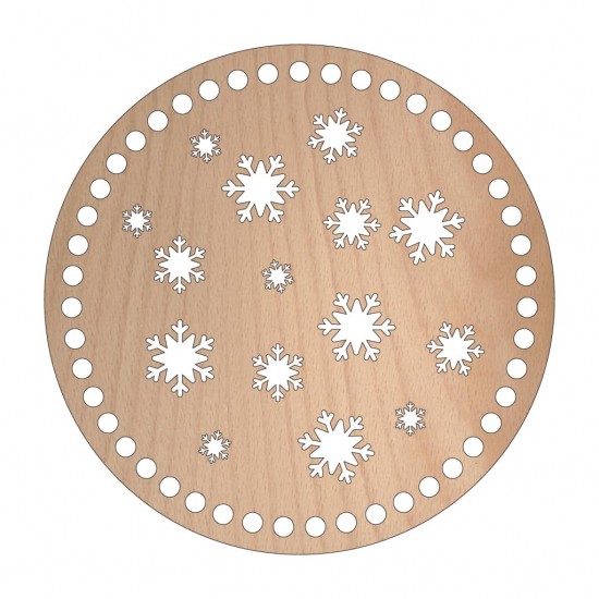 Baza din lemn pentru Crosetat Cerc Model Fulgi de Zapada - Fag - 15cm - 47o - 6mm