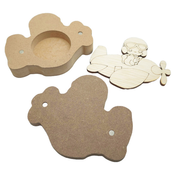 Cutie blank pentru Mot - Baiat in Avion - 11x9.5 cm