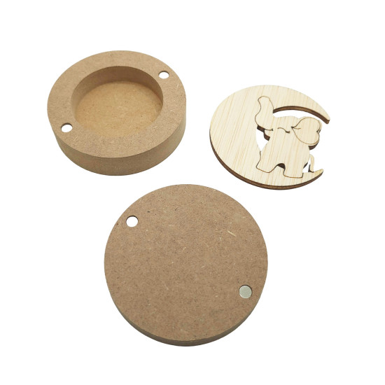 Cutie blank pentru Mot - Elefant pe Luna - 7.5x7.5 cm