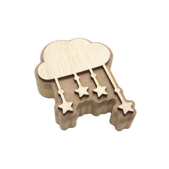 Cutie blank pentru Mot - Nor cu Stelute - 10.5x8 cm