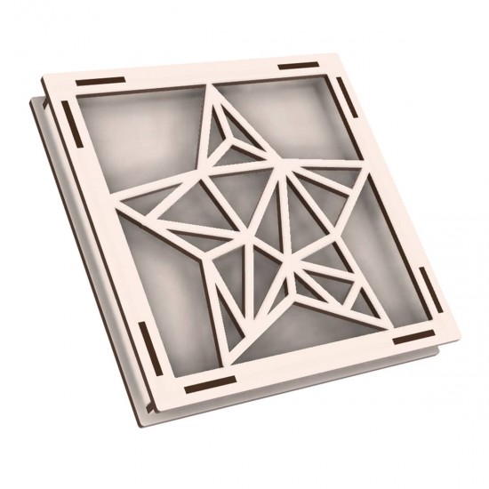 Rama din Placaj de Albasia pentru Muschi sau Licheni - Stea - 200x200x20 mm