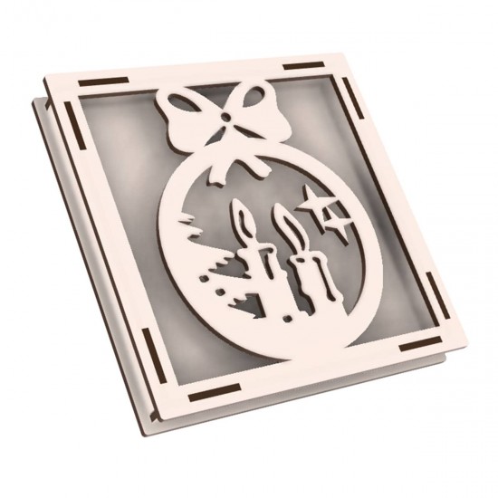 Rama din Placaj de Albasia pentru Muschi sau Licheni - Glob cu Lumanari - 200x200x20 mm
