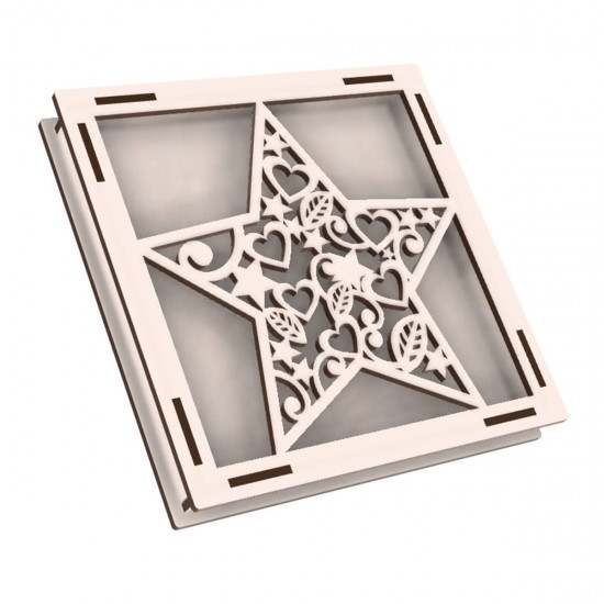 Rama din Placaj de Albasia pentru Muschi sau Licheni - Stea - S2 - 200x200x20 mm