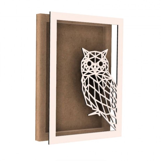 Rama din MDF pentru Muschi sau Licheni - Bufnita Mica - 350x250x26 mm