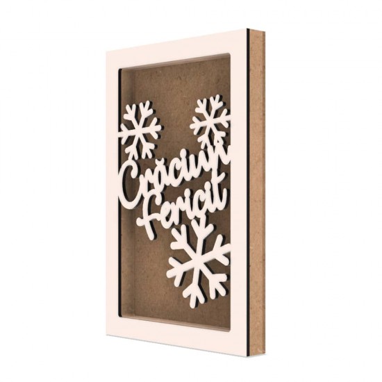 Rama din MDF pentru Muschi sau Licheni - Craciun Fericit - 298x198x26 mm