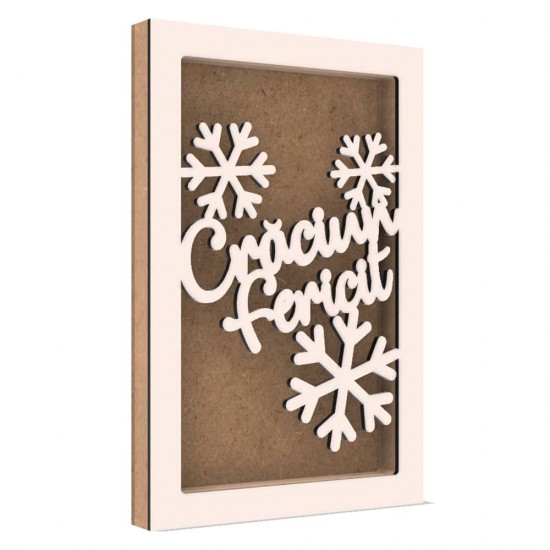 Rama din MDF pentru Muschi sau Licheni - Craciun Fericit - 298x198x26 mm