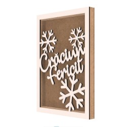 Rama din MDF pentru Muschi sau Licheni - Craciun Fericit - 350x250x26 mm