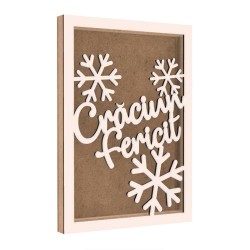 Rama din MDF pentru Muschi sau Licheni - Craciun Fericit - 350x250x26 mm