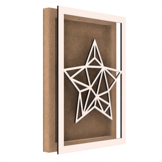 Rama din MDF pentru Muschi sau Licheni - Stea - S2 - 350x250x26 mm
