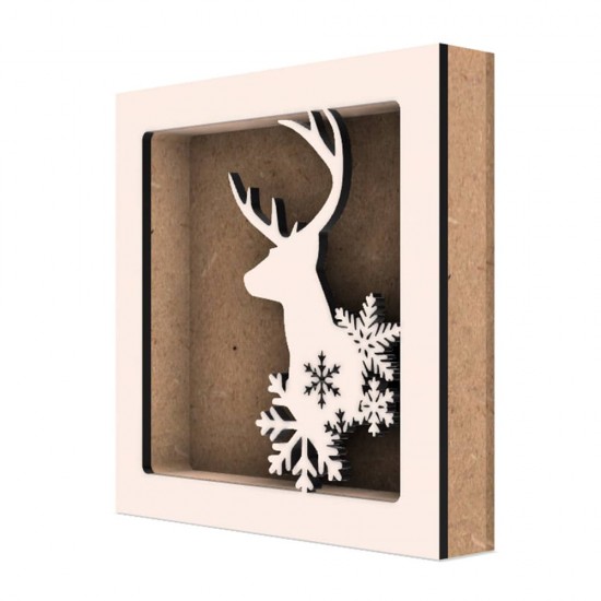 Rama din MDF pentru Muschi sau Licheni - Ren si Fulgi - 150x150x26 mm