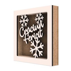 Rama din MDF pentru Muschi sau Licheni - Craciun Fericit - 150x150x26 mm Rama din MDF pentru Muschi sau Licheni - Craciun Fericit - 150x150x26 mm