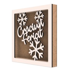 Rama din MDF pentru Muschi sau Licheni - Craciun Fericit - 200x200x26 mm Rama din MDF pentru Muschi sau Licheni - Craciun Fericit - 200x200x26 mm