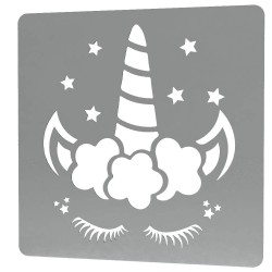 Sablon Reutilizabil Transparent 170x170mm - Unicorn cu Stelute - Grosime 1mm